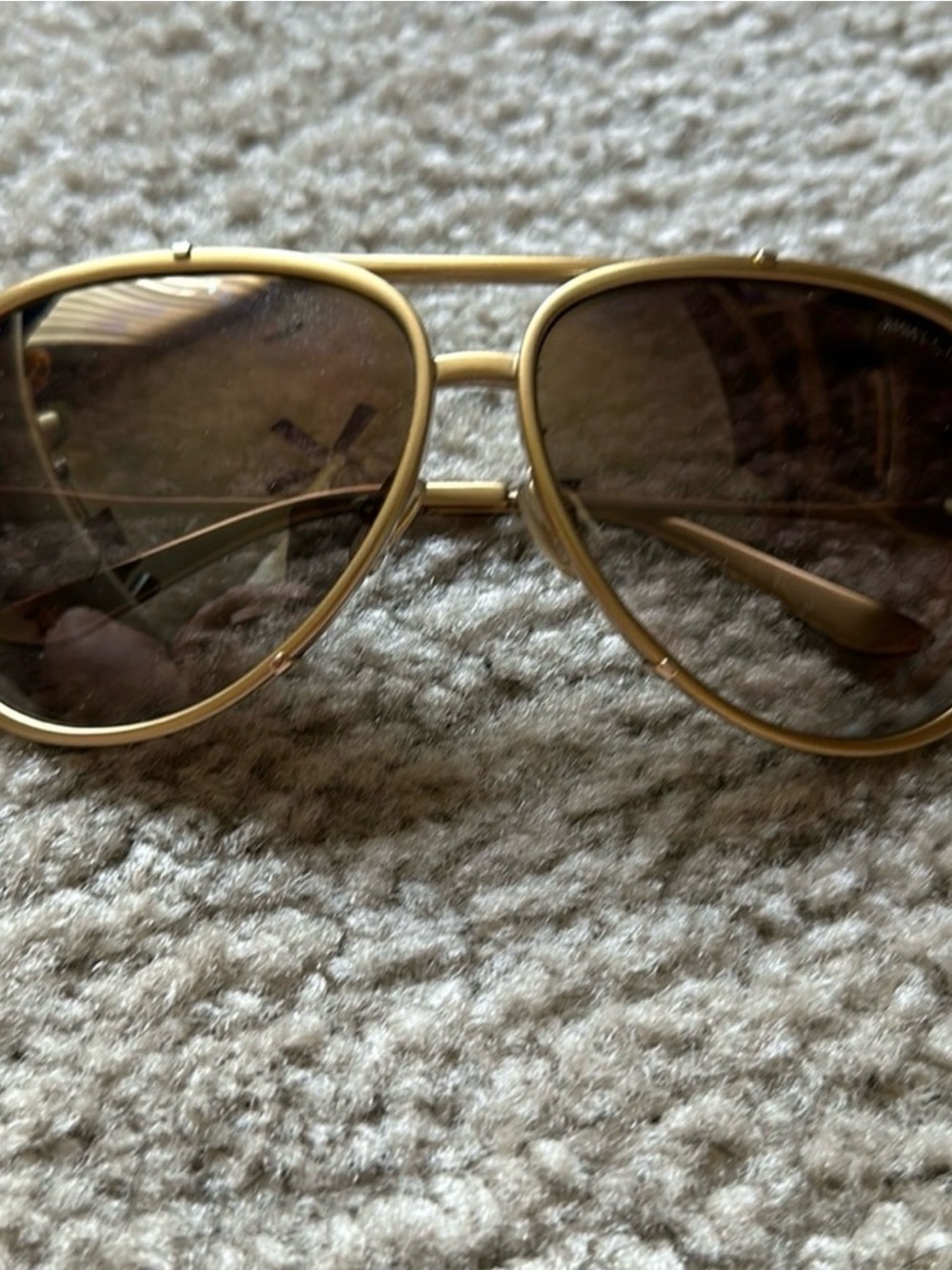 Jimmy Choo Gold Aviator Sunglasses with Brown Lenses
